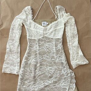 Princess Polly White Lace V-Neck Dress